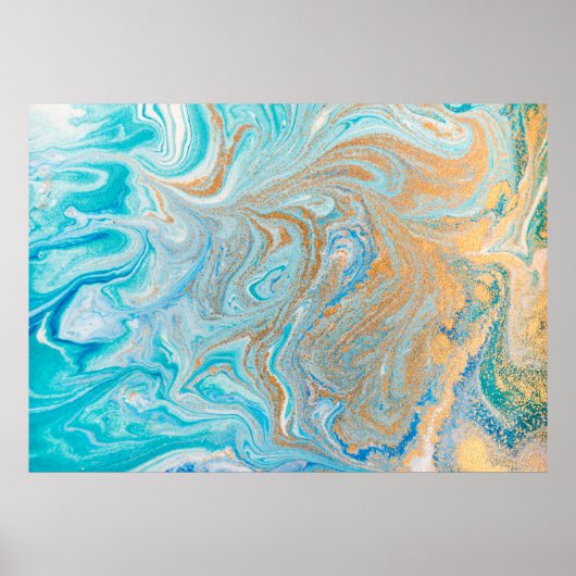 Abstracte blauwe marmertextuur poster (Voorkant)