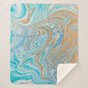 Abstracte blauwe marmertextuur sherpa deken