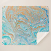 Abstracte blauwe marmertextuur sherpa deken (Voorkant (horizontaal))