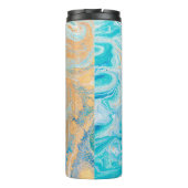 Abstracte blauwe marmertextuur thermosbeker (Achterkant)