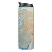 Abstracte blauwe marmertextuur thermosbeker (Geroteerd rechts)