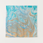 Abstracte blauwe marmertextuur wandkleed (Voorkant (horizontaal))