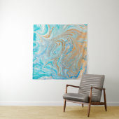 Abstracte blauwe marmertextuur wandkleed (In situ)