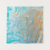 Abstracte blauwe marmertextuur wandkleed (Voorkant)
