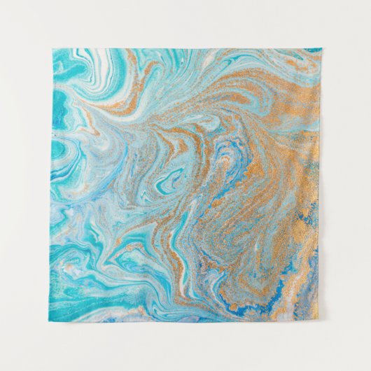 Abstracte blauwe marmertextuur wandkleed (Voorkant)
