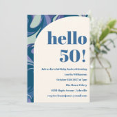 Abstracte blauwe marmerwerveling stijlvolle verjaa kaart (Staand voorkant)