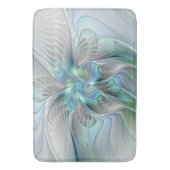 Abstracte Blauwe Mint Groene Vlinder Fantasy Fract Badmat (Voorkant Verticaal)