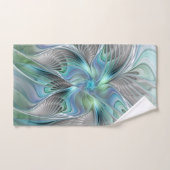 Abstracte Blauwe Mint Groene Vlinder Fantasy Fract Handdoek (Handdoek)