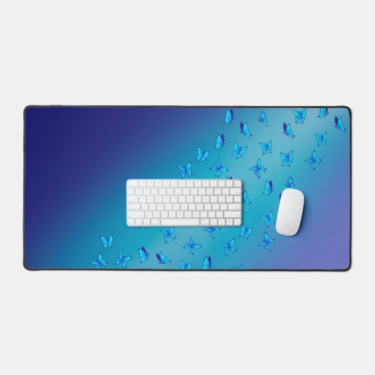Abstracte Blauwe Moonbeams en Vlinders Bureaumat (Keyboard & Muis)