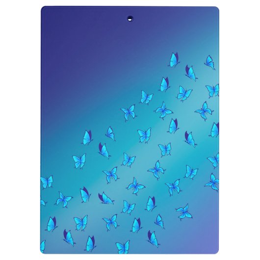 Abstracte Blauwe Moonbeams en Vlinders Klembord (Achterkant)