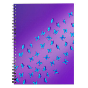 Abstracte Blauwe Moonbeams en Vlinders Notitieboek