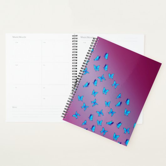 Abstracte Blauwe Moonbeams en Vlinders Planner (Display)
