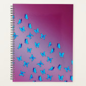 Abstracte Blauwe Moonbeams en Vlinders Planner (Voorkant)