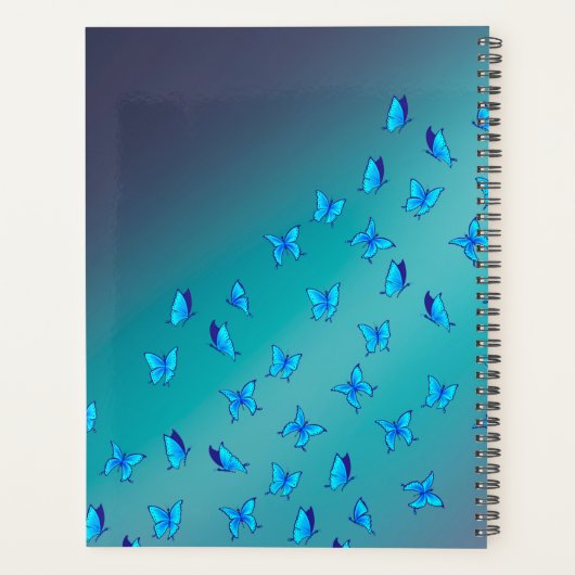 Abstracte Blauwe Moonbeams en Vlinders Planner (Achterkant)