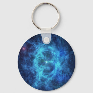 Abstracte blauwe nevel sleutelhanger