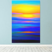 Abstracte Blauwe Oceaan - Eenvoudige Abstracte Kun Canvas Afdruk (Insitu (Houten vloer))