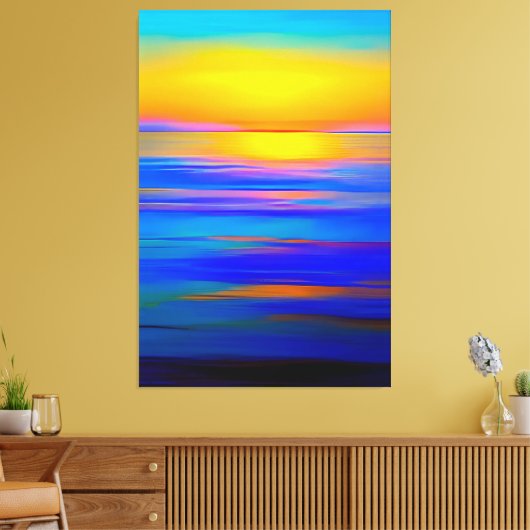 Abstracte Blauwe Oceaan - Eenvoudige Abstracte Kun Canvas Afdruk (Insitu (Woonkamer))