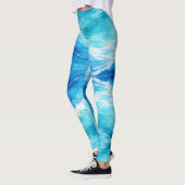 Abstracte Blauwe Oceaan Leggings (Links)