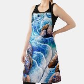 Abstracte blauwe oceaangolfmarmer Agate Gold Art Schort (Insitu)