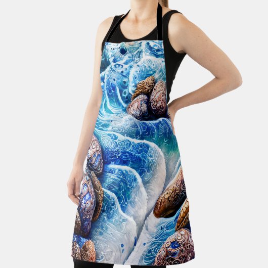 Abstracte blauwe oceaangolfmarmer Agate Gold Art Schort (Insitu)