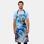 Abstracte blauwe oceaangolfmarmer Agate Gold Art Schort (Gedragen)