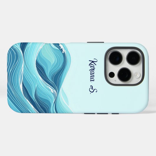 Abstracte blauwe oceaangolven Case-Mate iPhone case (Achterkant (horizontaal))
