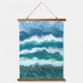 Abstracte blauwe oceaangolven hangend wandkleed (Voorkant 3)