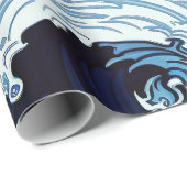 Abstracte blauwe oceaangolven Japans stijlkunstwer Cadeaupapier (Rol Hoek)