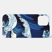 Abstracte blauwe oceaangolven Japans stijlkunstwer Case-Mate iPhone Case (Achterkant (horizontaal))