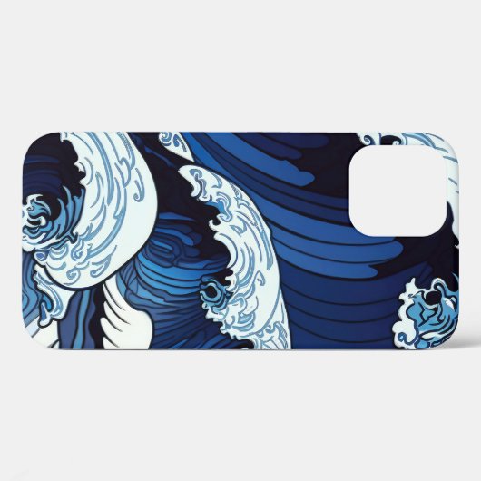 Abstracte blauwe oceaangolven Japans stijlkunstwer Case-Mate iPhone Case (Achterkant (horizontaal))