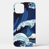 Abstracte blauwe oceaangolven Japans stijlkunstwer Case-Mate iPhone Case (Achterkant)