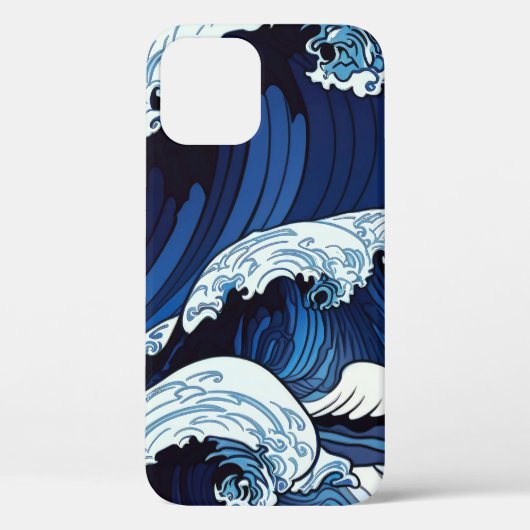 Abstracte blauwe oceaangolven Japans stijlkunstwer Case-Mate iPhone Case (Achterkant)