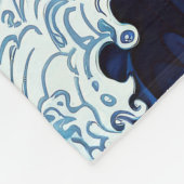 Abstracte blauwe oceaangolven Japans stijlkunstwer Fleece Deken (Hoek)