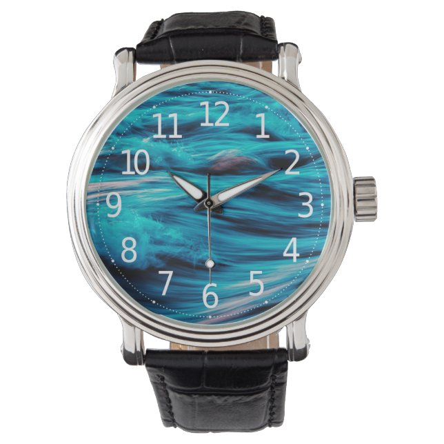 Abstracte Blauwe Oceaangolven | MANNEN Horloge (Voorkant)