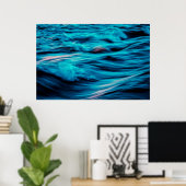 Abstracte Blauwe Oceaangolven | POSTER (Thuiskantoor)