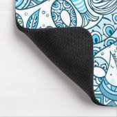 Abstracte blauwe oceaanoctopus muismat (Hoek)