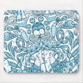 Abstracte blauwe oceaanoctopus muismat (Voorkant)