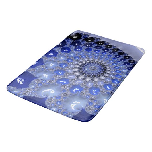 Abstracte Blauwe Ombre Fractal Bubbles Badmat (Gekanteld)