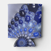 Abstracte Blauwe Ombre Fractal Bubbles Blikjeskoeler (Voorkant)