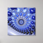 Abstracte Blauwe Ombre Fractal Bubbles Canvas Afdruk (Voorkant)