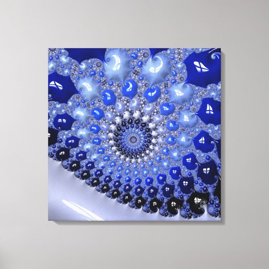 Abstracte Blauwe Ombre Fractal Bubbles Canvas Afdruk (Voorkant)