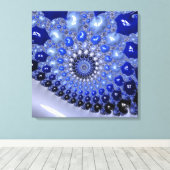 Abstracte Blauwe Ombre Fractal Bubbles Canvas Afdruk (Insitu (Houten vloer))