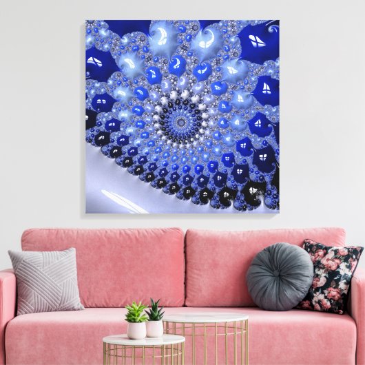 Abstracte Blauwe Ombre Fractal Bubbles Canvas Afdruk (Insitu (Woonkamer))