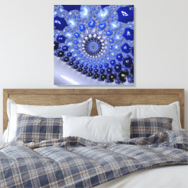 Abstracte Blauwe Ombre Fractal Bubbles Canvas Afdruk