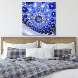 Abstracte Blauwe Ombre Fractal Bubbles Canvas Afdruk