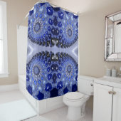 Abstracte Blauwe Ombre Fractal Bubbles Douchegordijn (In situ)