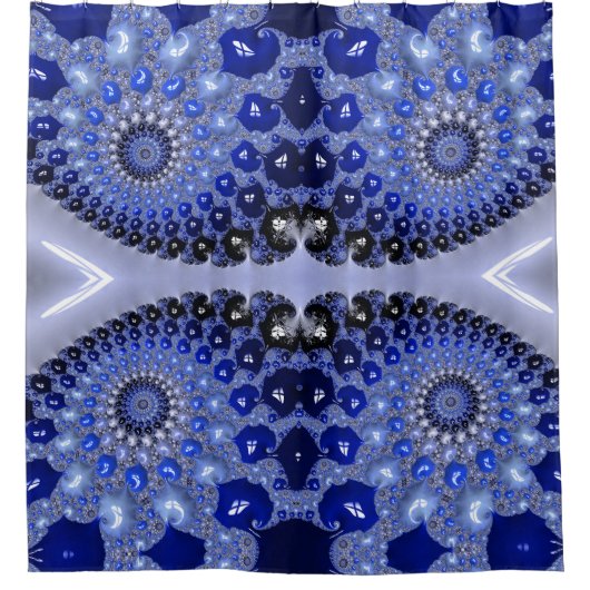 Abstracte Blauwe Ombre Fractal Bubbles Douchegordijn (Voorkant)