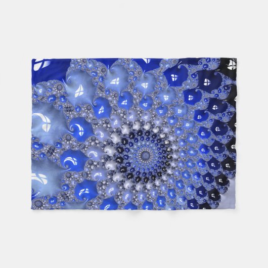 Abstracte Blauwe Ombre Fractal Bubbles Fleece Deken (Voorkant (Horizontaal))
