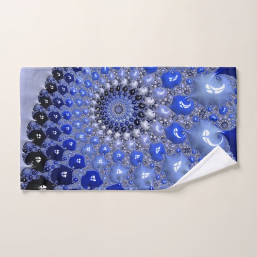 Abstracte Blauwe Ombre Fractal Bubbles Handdoek (Handdoek)