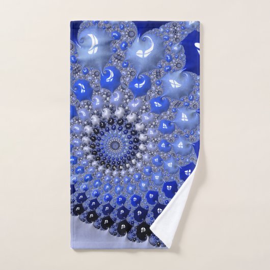 Abstracte Blauwe Ombre Fractal Bubbles Handdoek (Handdoek)
